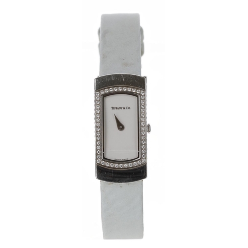 211 - Tiffany & Co. Classique 18ct white gold rectangular lady's cocktail wristwatch, serial no. 09073... 