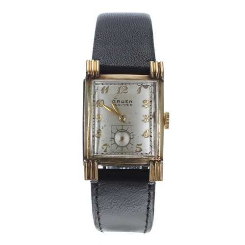 216 - Gruen Veri-Thin gold filled rectangular gentleman's wristwatch, reference no. 435-613, circa 1950, s... 