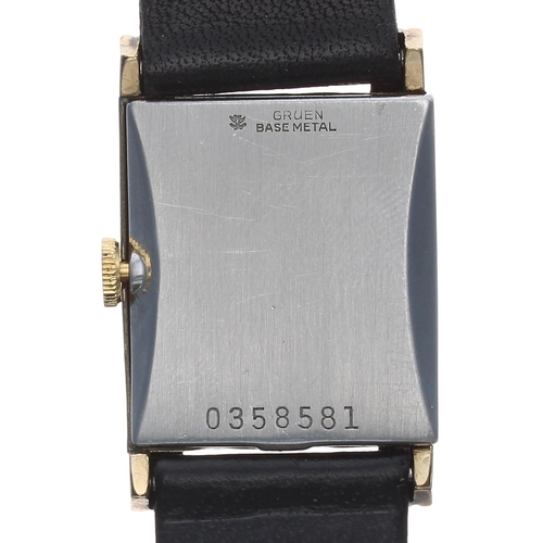 216 - Gruen Veri-Thin gold filled rectangular gentleman's wristwatch, reference no. 435-613, circa 1950, s... 