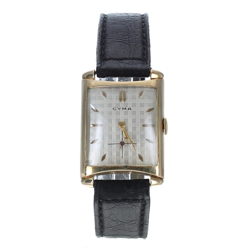 235 - Cyma 10k gold filled rectangular gold filled gentleman's wristwatch, case no. W1619xx, circa 1950s, ... 