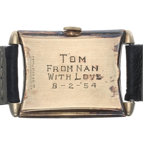 235 - Cyma 10k gold filled rectangular gold filled gentleman's wristwatch, case no. W1619xx, circa 1950s, ... 