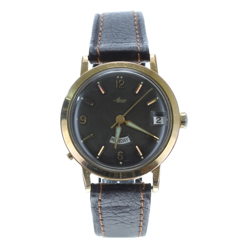 248 - Avia automatic day/date gold plated and stainless steel gentleman's wristwatch, circa 1960s, the bla... 