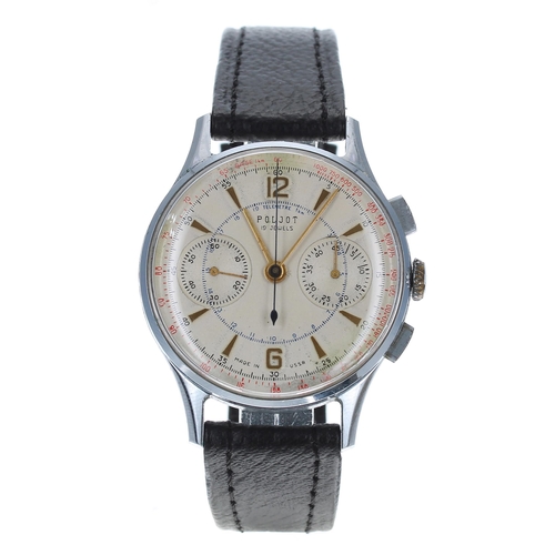 253 - Poljot Chronograph nickel and stainless steel gentleman's wristwatch, circa 1965, the silvered dial ... 