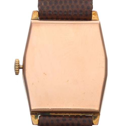 257 - Record 9ct octagonal cased gentleman's wristwatch, London 1946, silvered dial with gilt Arabic numer... 