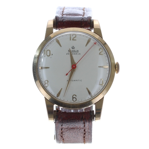 259 - Roidor automatic 9ct gentleman's wristwatch, Edinburgh 1960, silvered dial with gilt Arabic numerals... 