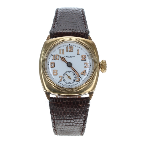 277 - Stauffer, Son & Co. for J.W. Benson 9ct Borgel square cushion cased gentleman's wristwatch, impo... 