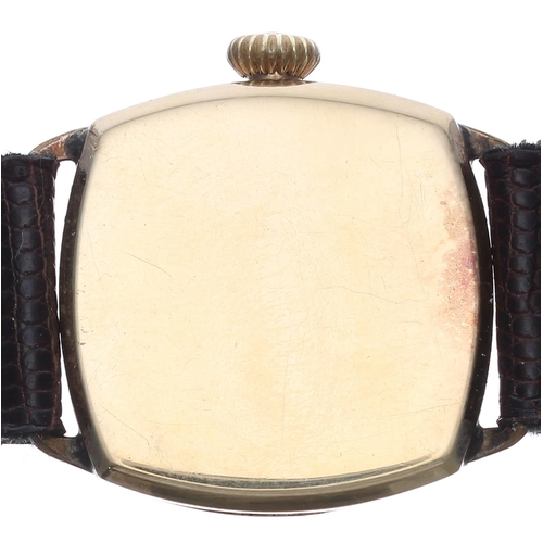 277 - Stauffer, Son & Co. for J.W. Benson 9ct Borgel square cushion cased gentleman's wristwatch, impo... 