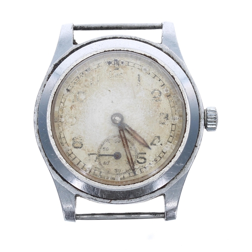 291 - Enicar WWII British Army ATP issue stainless steel wristwatch, silvered dial with Arabic numerals, m... 