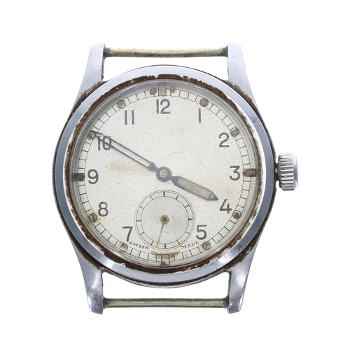 293 - WWII British Army ATP issue stainless steel wristwatch, silvered dial with Arabic numerals, minute t... 