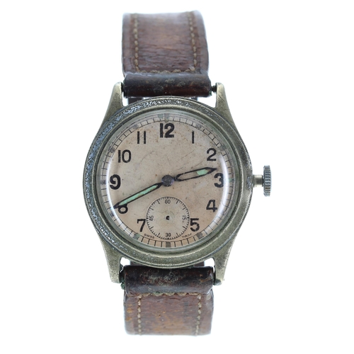 295 - WWII British Army ATP issue nickel cased and stainless steel wristwatch, silvered dial with Arabic n... 