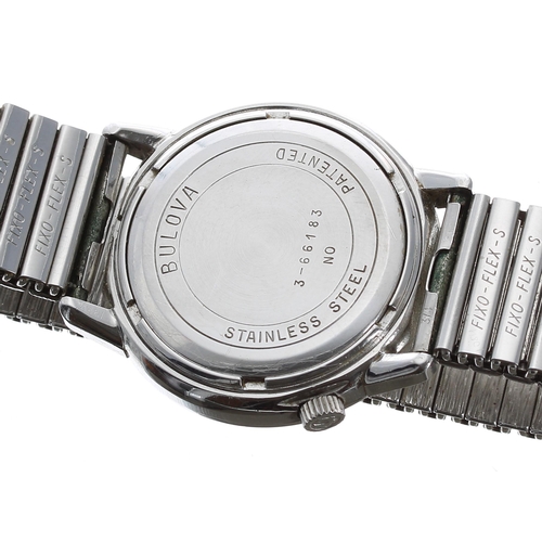 456 - Bulova Accutron stainless steel gentleman's wristwatch, case no. 3-66183, silvered dial with baton m... 