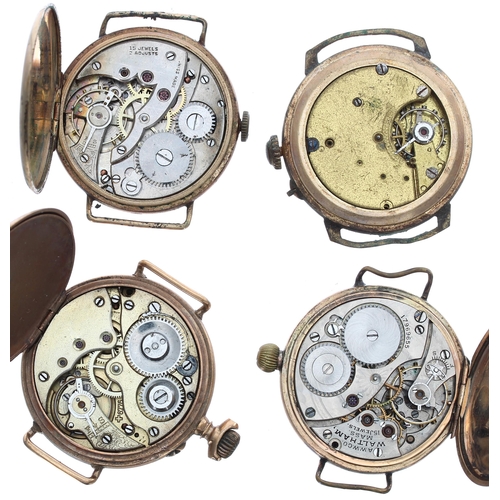 459 - American Waltham gold plated wire-lug gentleman's wristwatch for repair, 33mm; together with a gold ... 