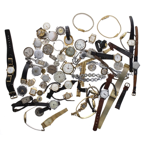 478 - Quantity of principally ladies wristwatches for repair including three silver examples; also some mo... 