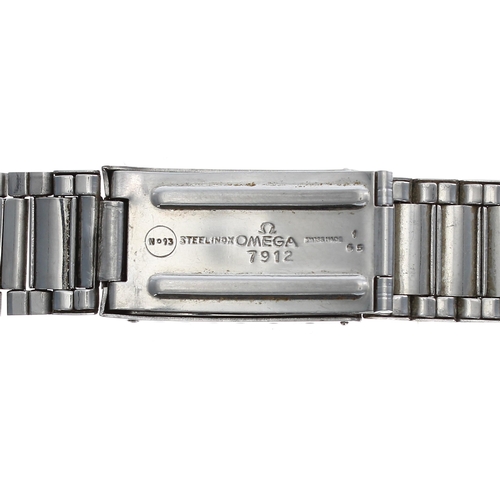 486 - Omega stainless steel wristwatch bracelet, reference no. 7912 and dated '1 65', 6.25'' approx (no en... 