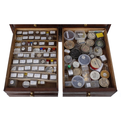 498 - Fourteen drawer wooden chest containing a large quantity of watchmakers parts to include Omega parts... 