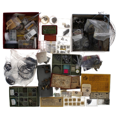 507 - Assortment of watch and clock parts to include mainsprings, Bergeon bushings, balances, screws, jewe... 