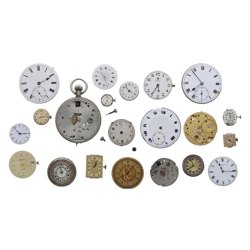 512 - Quantity of assorted wristwatch and pocket watch movements to include Tissot, R.H. Halford & Son... 