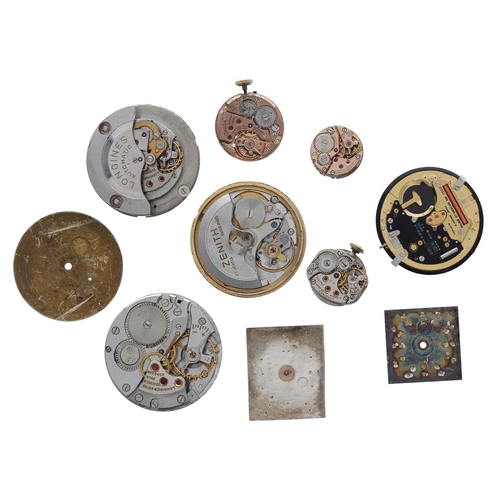 513 - Selection of wristwatch movements to include Zenith automatic, Longines automatic, Longines cal. 30L... 