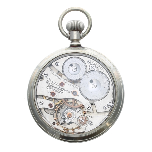 603 - American Waltham 'Riverside' lever pocket watch, signed 17 jewel adjusted movement, no. 10578009, wi... 