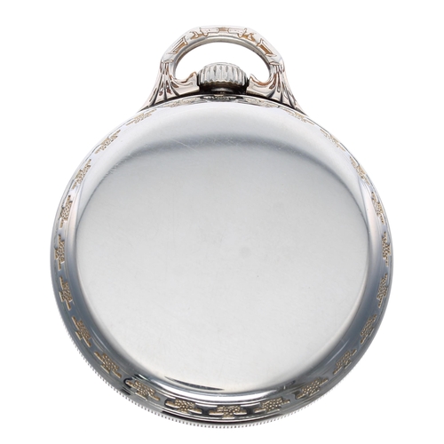 612 - Hamilton Watch Co. 'Railroad Model' 14k white gold filled lever set pocket watch, circa 1913, signed... 