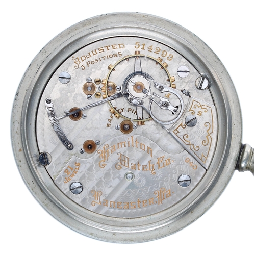 621 - Hamilton Watch Co. lever set pocket watch, signed 940 21 jewel adjusted 5 positions movement, no. 51... 