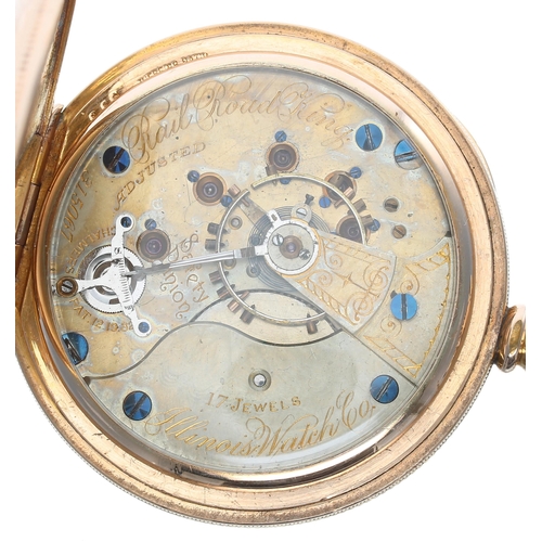 629 - Rare Illinois Watch Co. 'Rail Road King' gold plated lever set pocket watch, circa 1880, signed 17 j... 