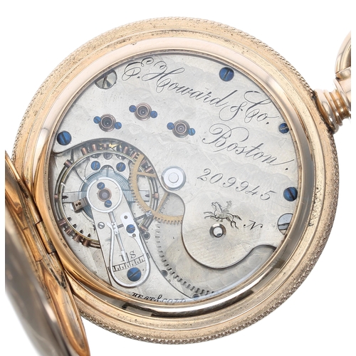 630 - E. Howard & Co. 14k lever hunter pocket watch, circa 1883, signed adjusted heat & cold movem... 