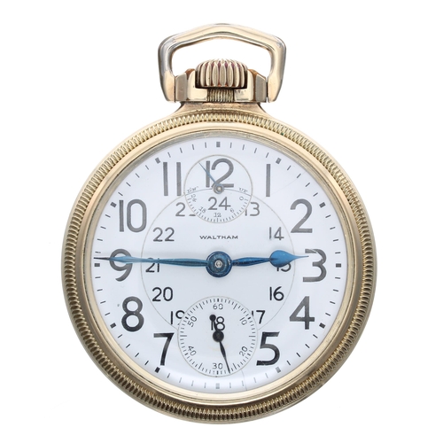 638 - American Waltham 'Vanguard' 10k gold filled lever set pocket watch with 'up/down' power reserve indi... 