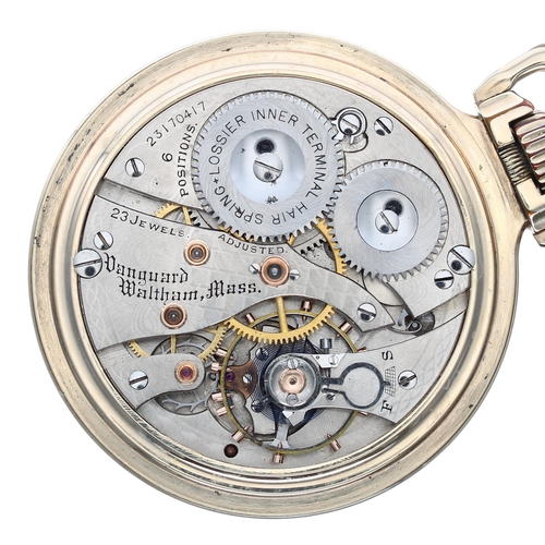 638 - American Waltham 'Vanguard' 10k gold filled lever set pocket watch with 'up/down' power reserve indi... 