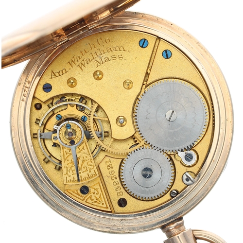 641 - American Waltham gold plated lever pocket watch, circa 1897, signed movement, no. 8392621, hinged cu... 