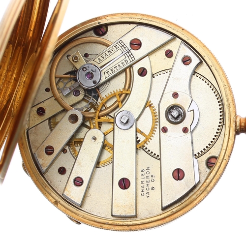 710 - Vacheron & Constantin, Genéve 18ct cylinder pocket watch, the frosted bar movement signed Charle... 