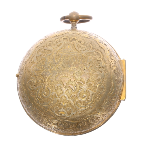 665 - Late 17th century French 'Oignon' gilt-metal verge pocket watch, the fusee movement signed Langlois ... 