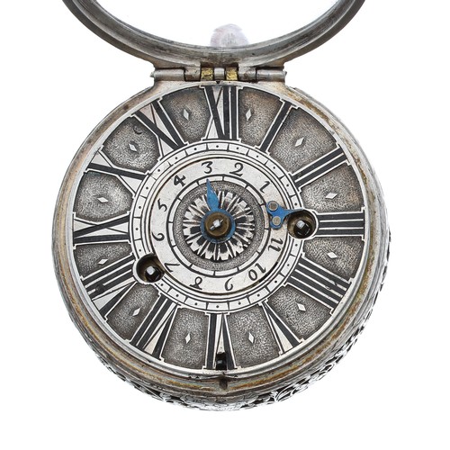 750 - Rare French 17th century 'Oignon' alarm single hand verge silver pocket watch by Garnier Á Partenay,... 