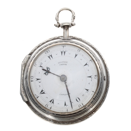 760 - George III silver and tortoiseshell verge triple cased pocket watch made for the Turkish Market by G... 