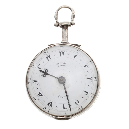 760 - George III silver and tortoiseshell verge triple cased pocket watch made for the Turkish Market by G... 