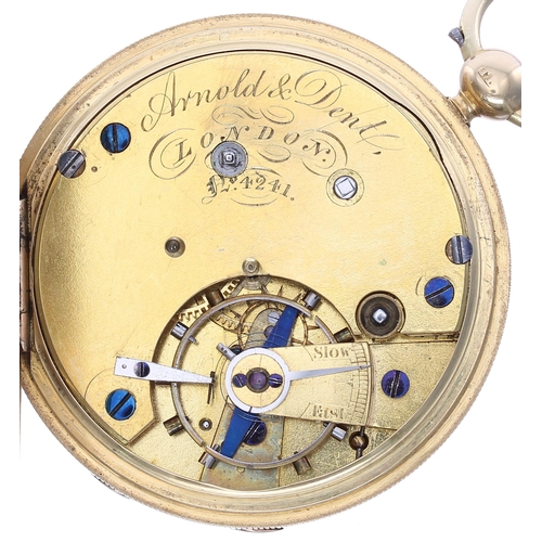 770 - Arnold & Dent 18ct centre seconds duplex pocket watch, London 1832, signed gilt three quarter pl... 