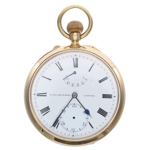 670 - Fine 18ct pocket watch with 'up/down' power reserve indicator, London 1911, the free sprung gilt fro... 