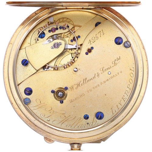 670 - Fine 18ct pocket watch with 'up/down' power reserve indicator, London 1911, the free sprung gilt fro... 