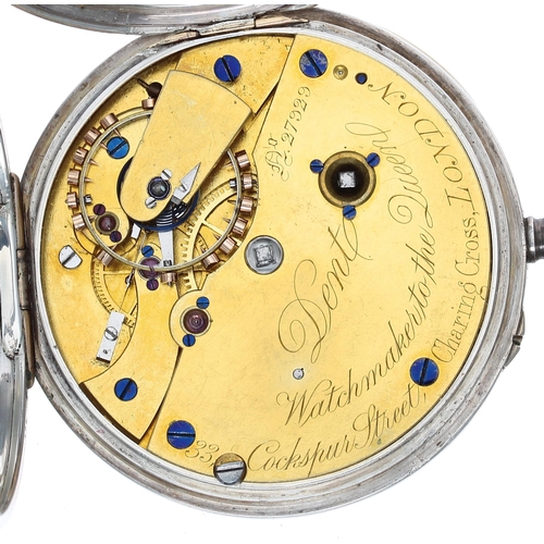 672 - Dent silver pocket chronometer, the movement signed Dent, Watchmaker to the Queen, 33, Cockspur Stre... 