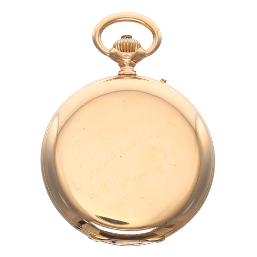 780 - Continental 18ct hunter pocket watch, bar lever movement with compensated balance and regulator, 18c... 