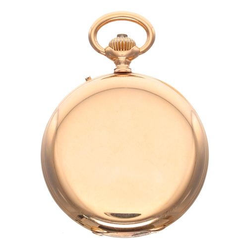 780 - Continental 18ct hunter pocket watch, bar lever movement with compensated balance and regulator, 18c... 