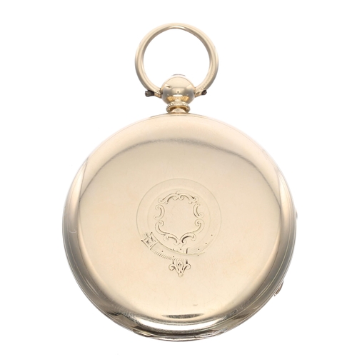 775 - Victorian 18ct lever pocket watch, London 1874, the gilt frosted fusee movement signed F. M. Moore, ... 