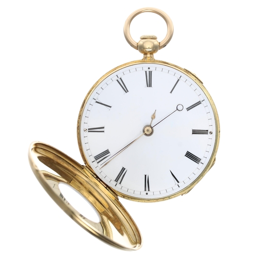 790 - LeCoultre & Francois 18ct centre seconds quarter repeating half hunter pocket watch, the gilt cy... 