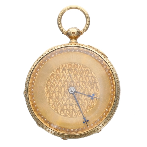 680 - Barraud & Lund, London 18ct fusee lever small pocket watch, London 1865, signed three-quarter pl... 