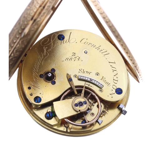 680 - Barraud & Lund, London 18ct fusee lever small pocket watch, London 1865, signed three-quarter pl... 