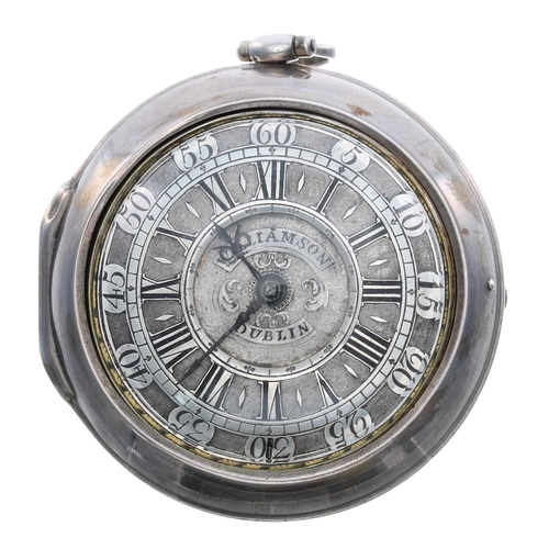 700 - Early 18th century white metal verge pair cased pocket watch, the fusee movement signed Rob't Willia... 