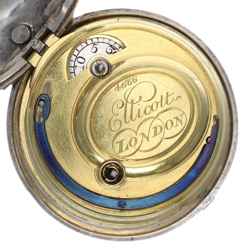 720 - George II silver cylinder pair cased pocket watch, London 1759, the fusee movement signed Ellicott, ... 