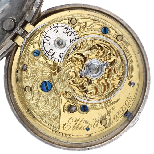 720 - George II silver cylinder pair cased pocket watch, London 1759, the fusee movement signed Ellicott, ... 