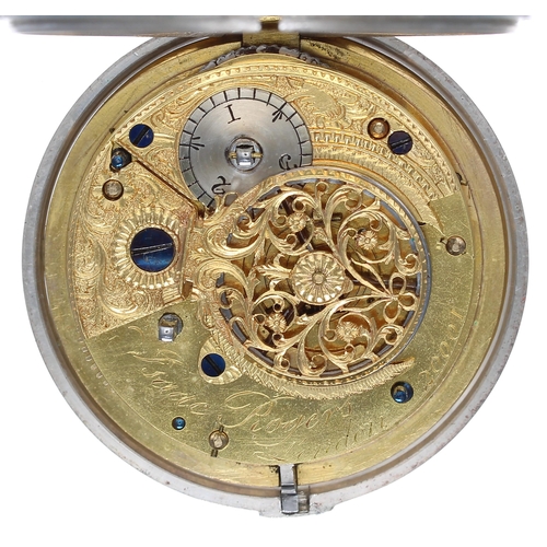 690 - George III silver verge pair cased pocket watch, London 1796, the fusee movement signed Isacc Rogers... 