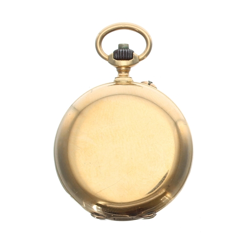 671 - Austrian 18ct lever hunter fob watch, gilt frosted bar movement with compensated balance and regulat... 